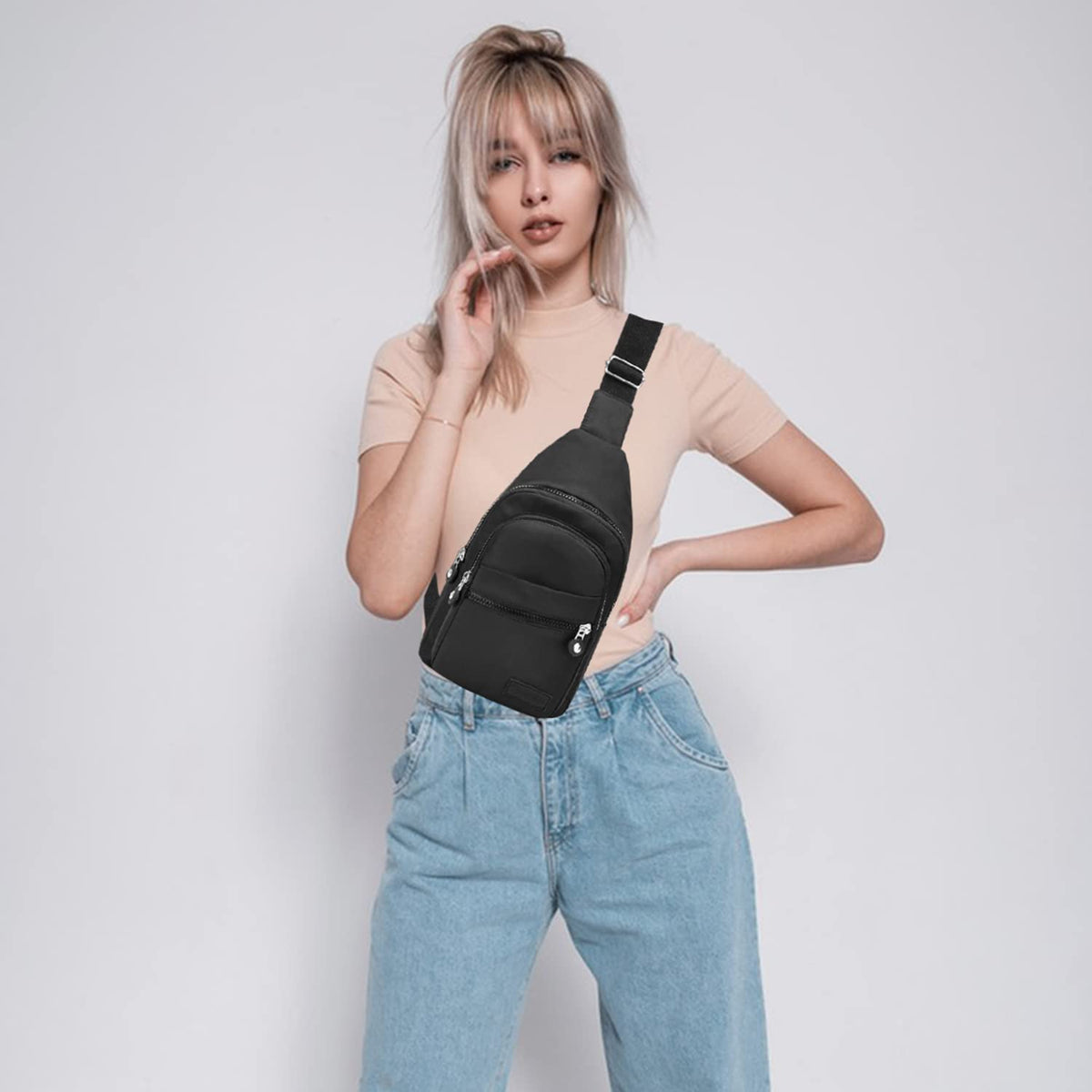 Small Black Sling Crossbody Bag B3405