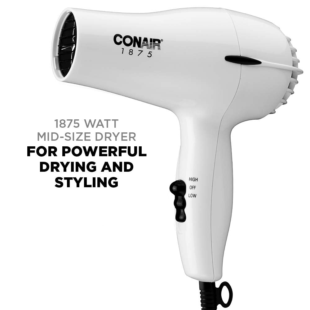 1875W Mid-Size White Hair Dryer D24378