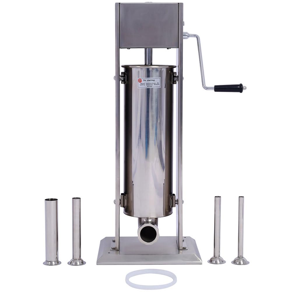 7L Stainless Steel Vertical Sausage Stuffer with 4 Stuffing Tubes O848854