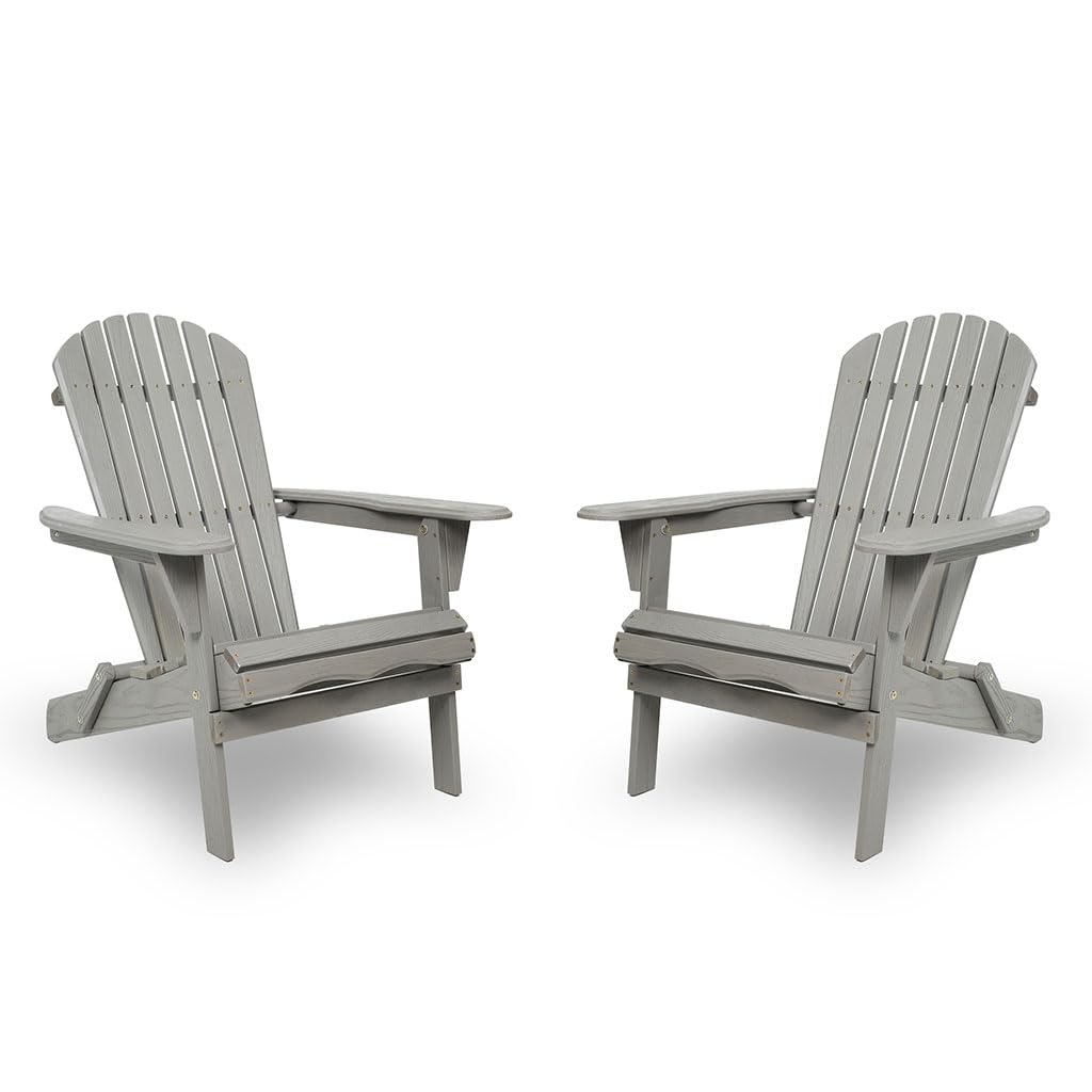 Folding Adirondack Chair Set of 2 HDPE All-Weather Outdoor Chair with Cup Holder Y18931