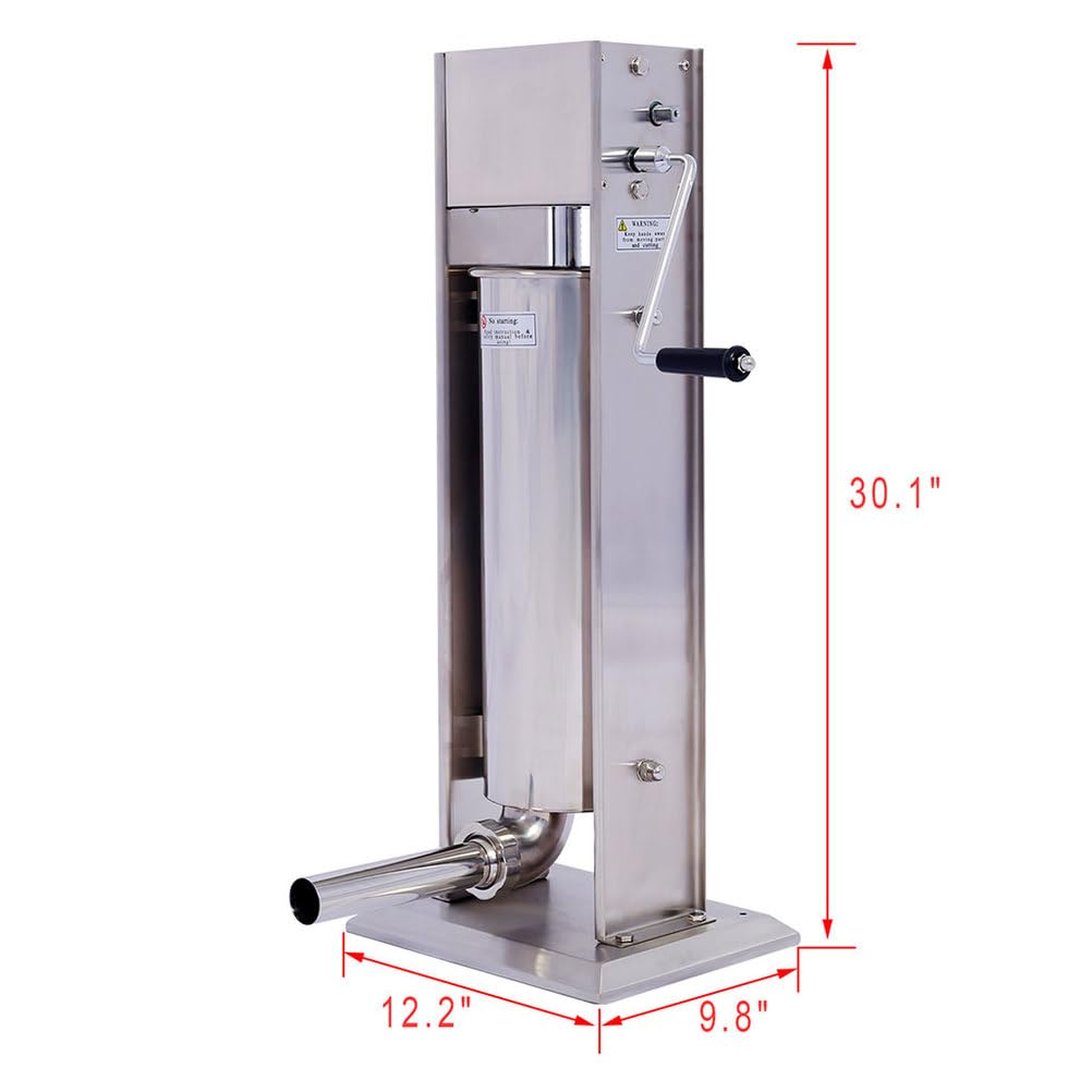 7L Stainless Steel Vertical Sausage Stuffer with 4 Stuffing Tubes O848854
