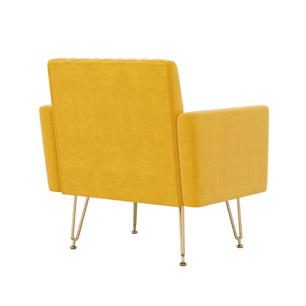 Soft Velvet Tufted Single Sofa with Gold Metal Legs W58515