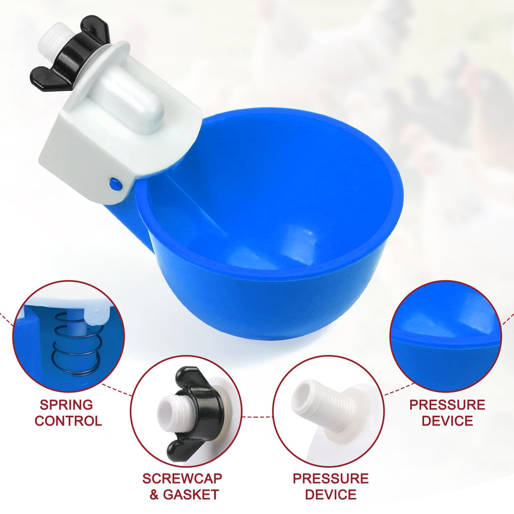 8 Pack Blue Automatic Chicken Waterer Cups D2160