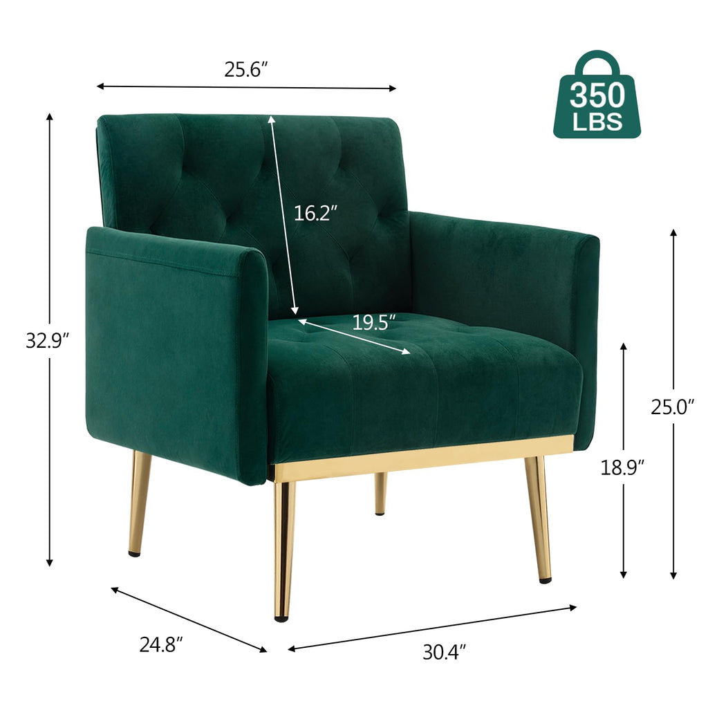 Green Velvet Button Tufted Armchair Set of 2 T255979