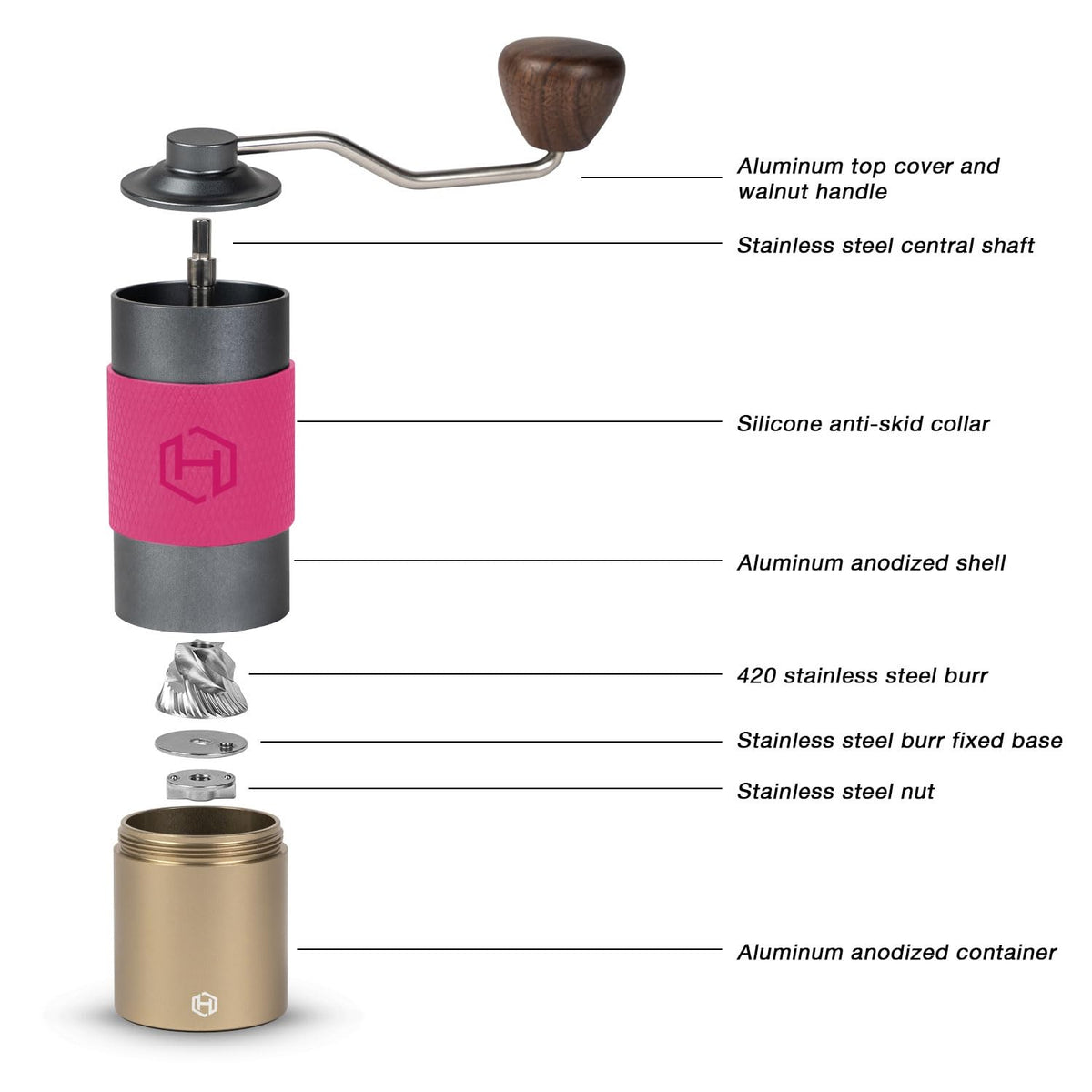 Manual Coffee Grinder 30g CNC Stainless Steel Conical Burr G980661