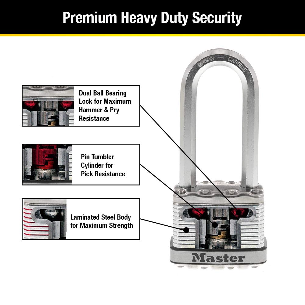 Heavy Duty Outdoor Padlock with Key, 4 Pack Keyed-Alike X604015