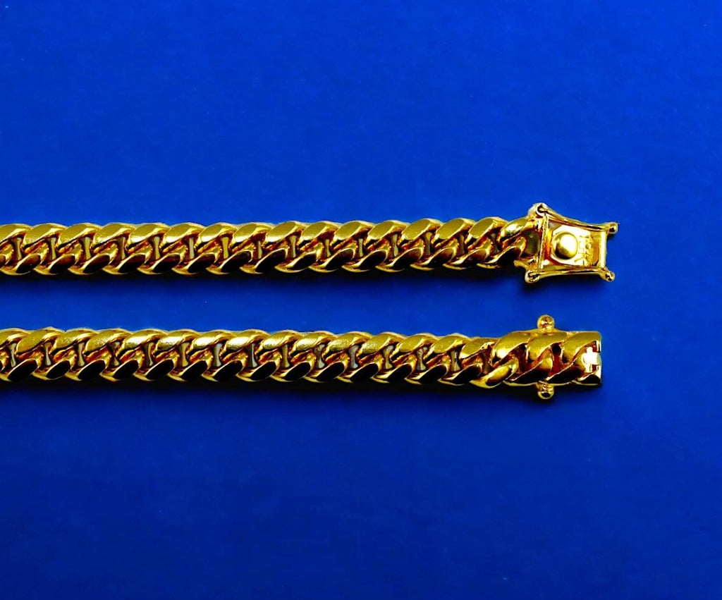 18K Yellow Gold Cuban Link Chain Necklace Bracelet B6114