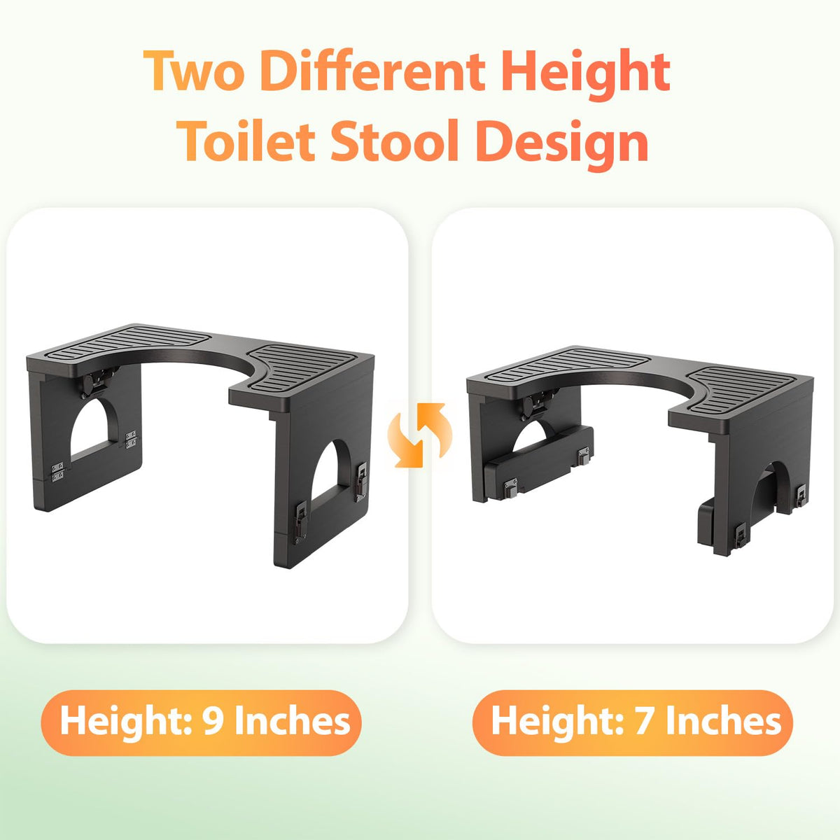 Folding Toilet Stool 7"&9" Adjustable Black X73286