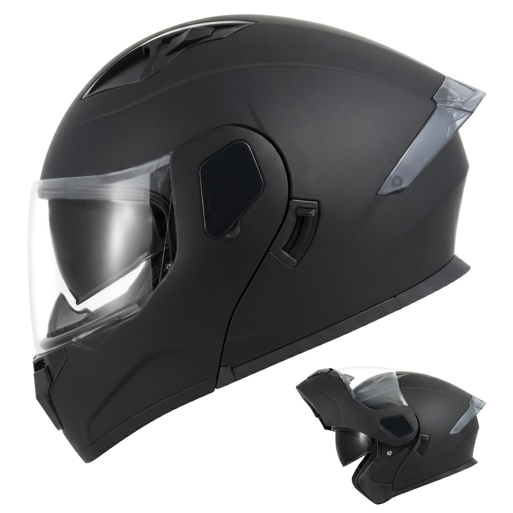 Full Face Flip Up Matte Black Motorcycle Helmet M9313