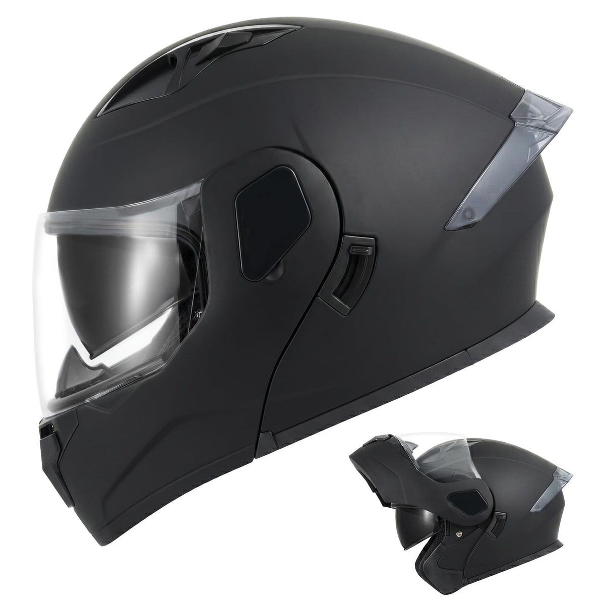 Full Face Flip Up Matte Black Motorcycle Helmet M9313
