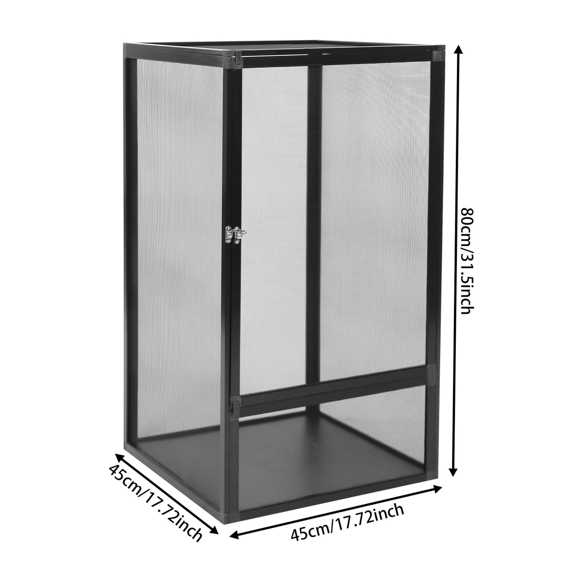 Black Large Aluminum Screen Reptile Terrarium Cage with Locking Latch I4358