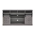 Grey Wood TV Stand with Sliding Barn Doors and 4 Drawers P470053