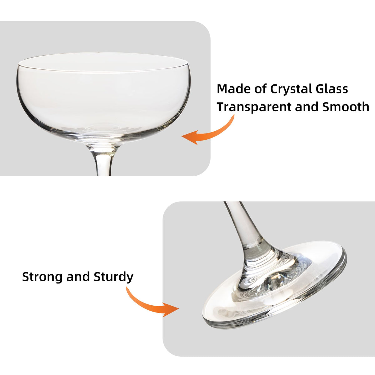 7Oz Crystal Champagne Coupe Glasses Set of 12 F312