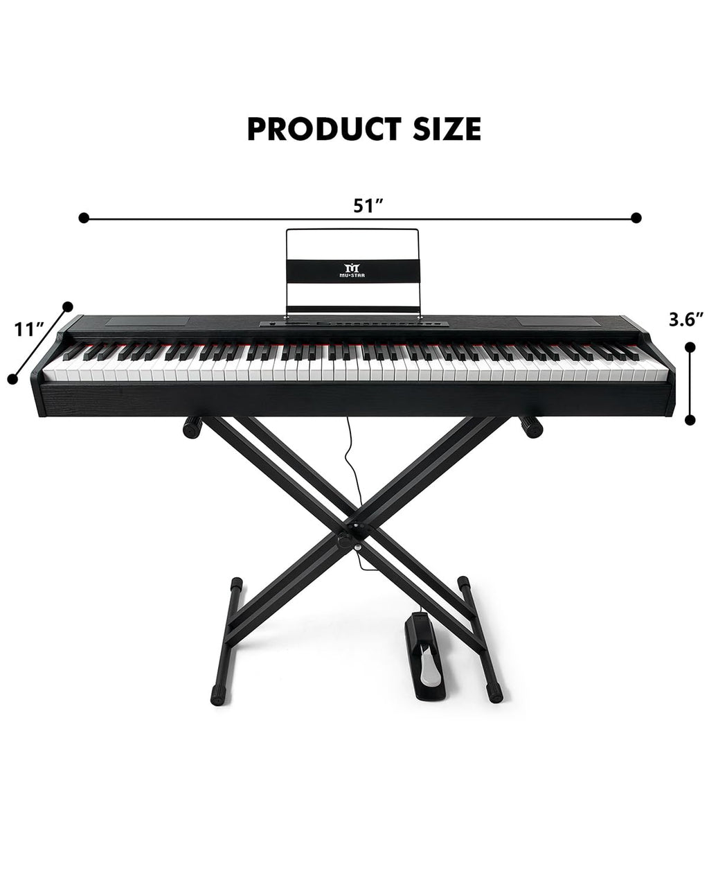 88 Key Fully Weighted Hammer Action Digital Piano with Stand U9366