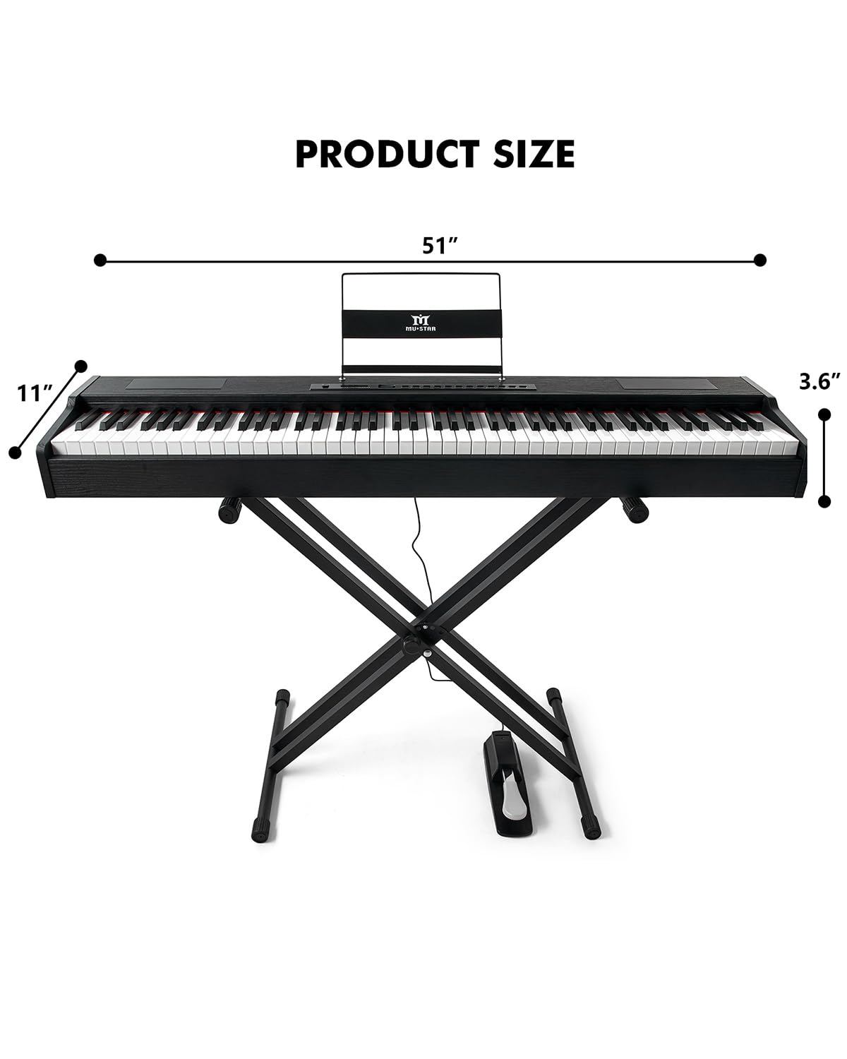 88 Key Fully Weighted Hammer Action Digital Piano with Stand U9366