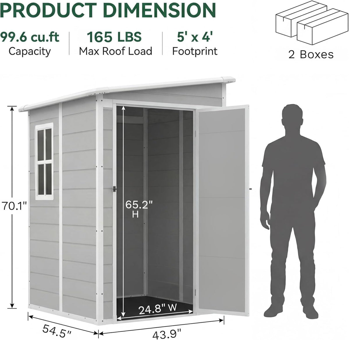 5 x 4 FT Plastic Outdoor Storage Shed with Floor F4272