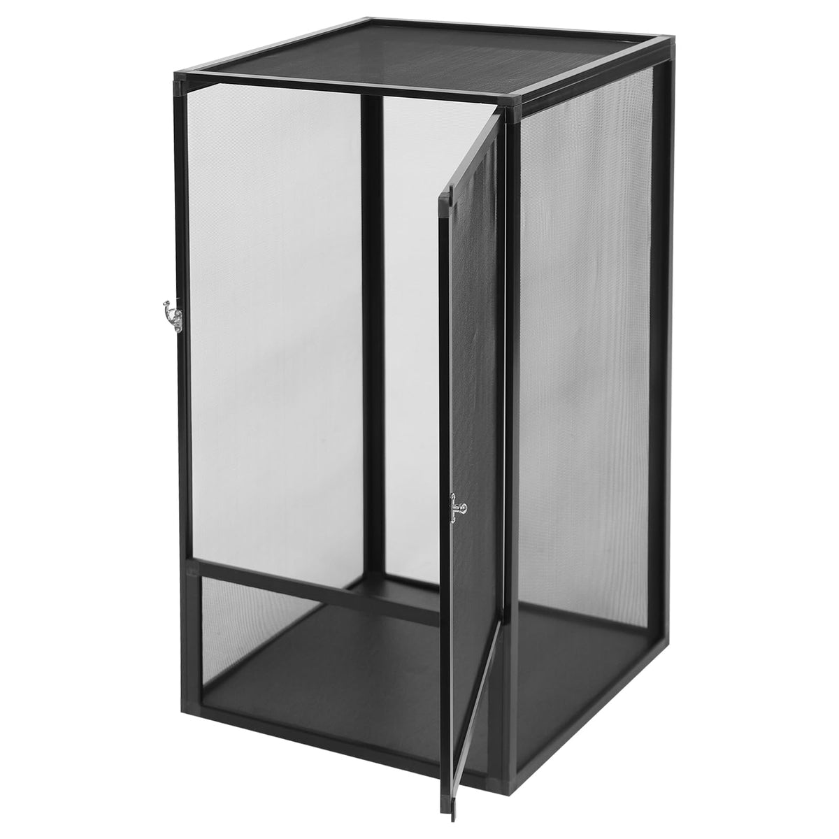 Black Large Aluminum Screen Reptile Terrarium Cage with Locking Latch I4358