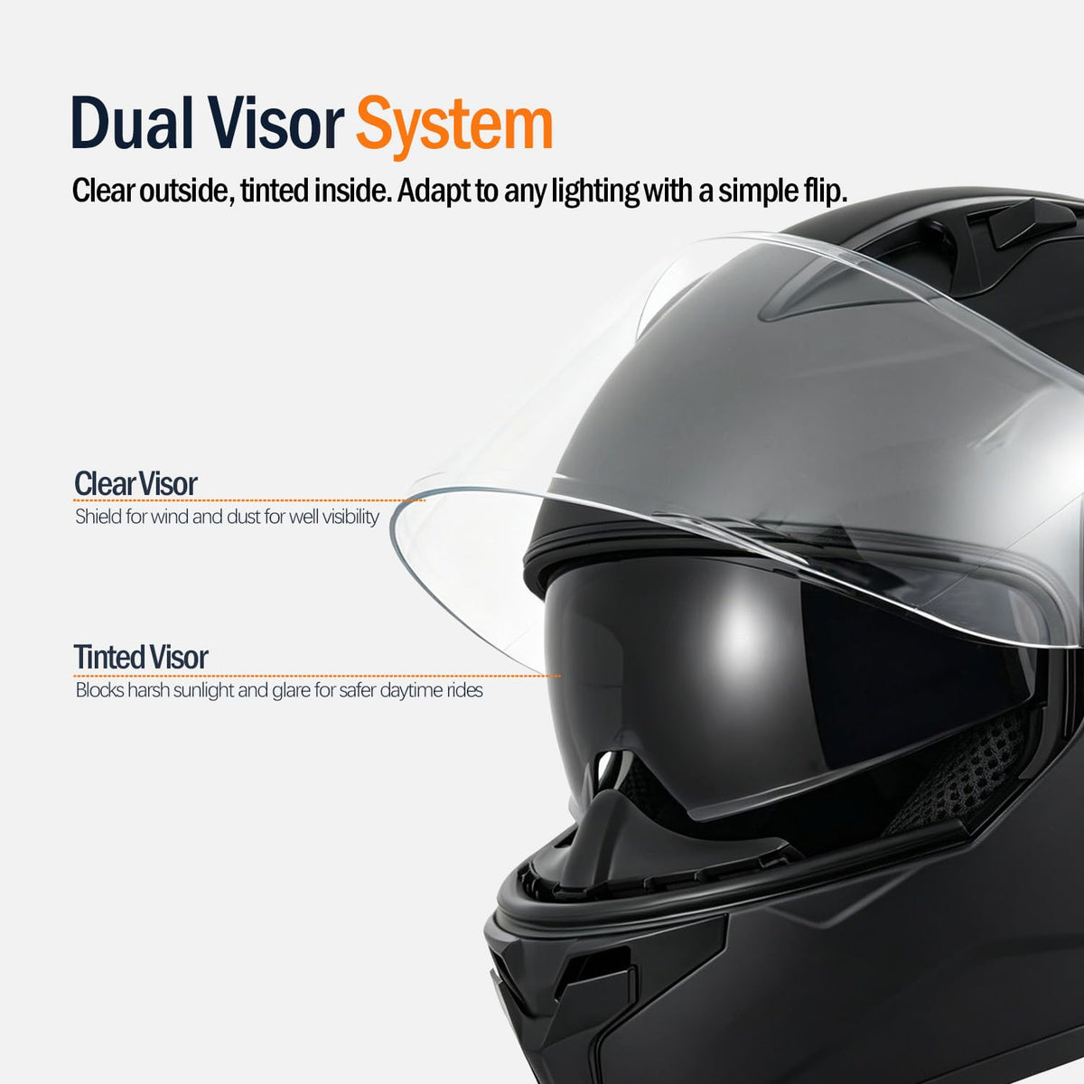 Full Face Flip Up Matte Black Motorcycle Helmet M9313