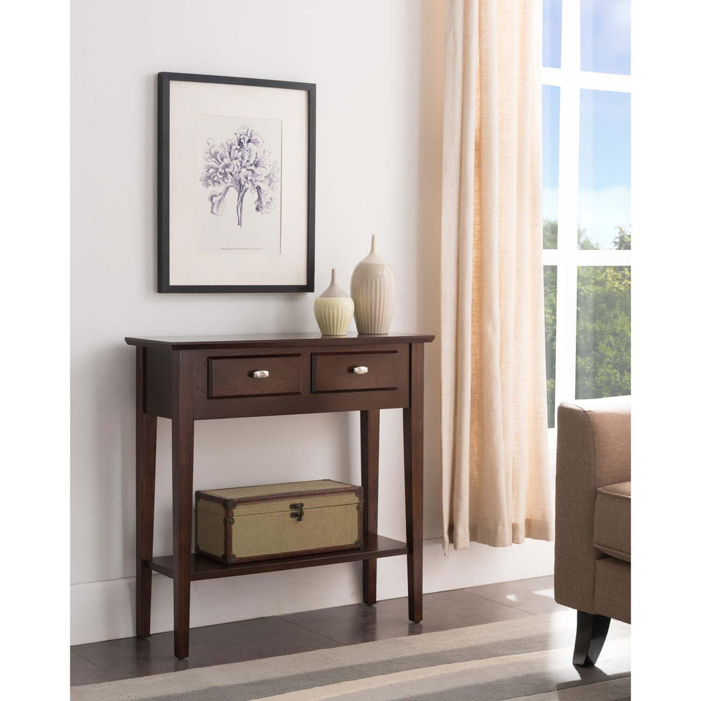 Slim Hallway Console Table with Two Drawers and Storage Shelf J791