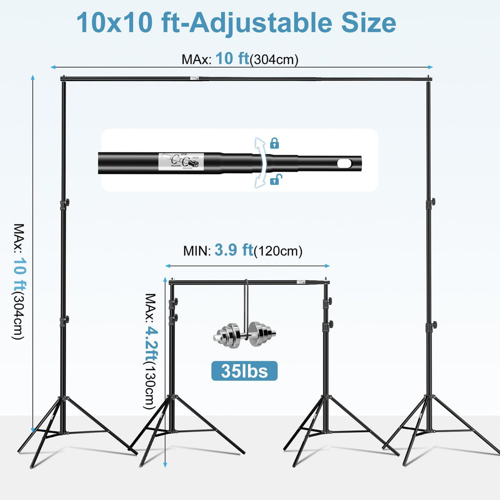 10x10Ft Heavy Duty Adjustable Backdrop Stand T147