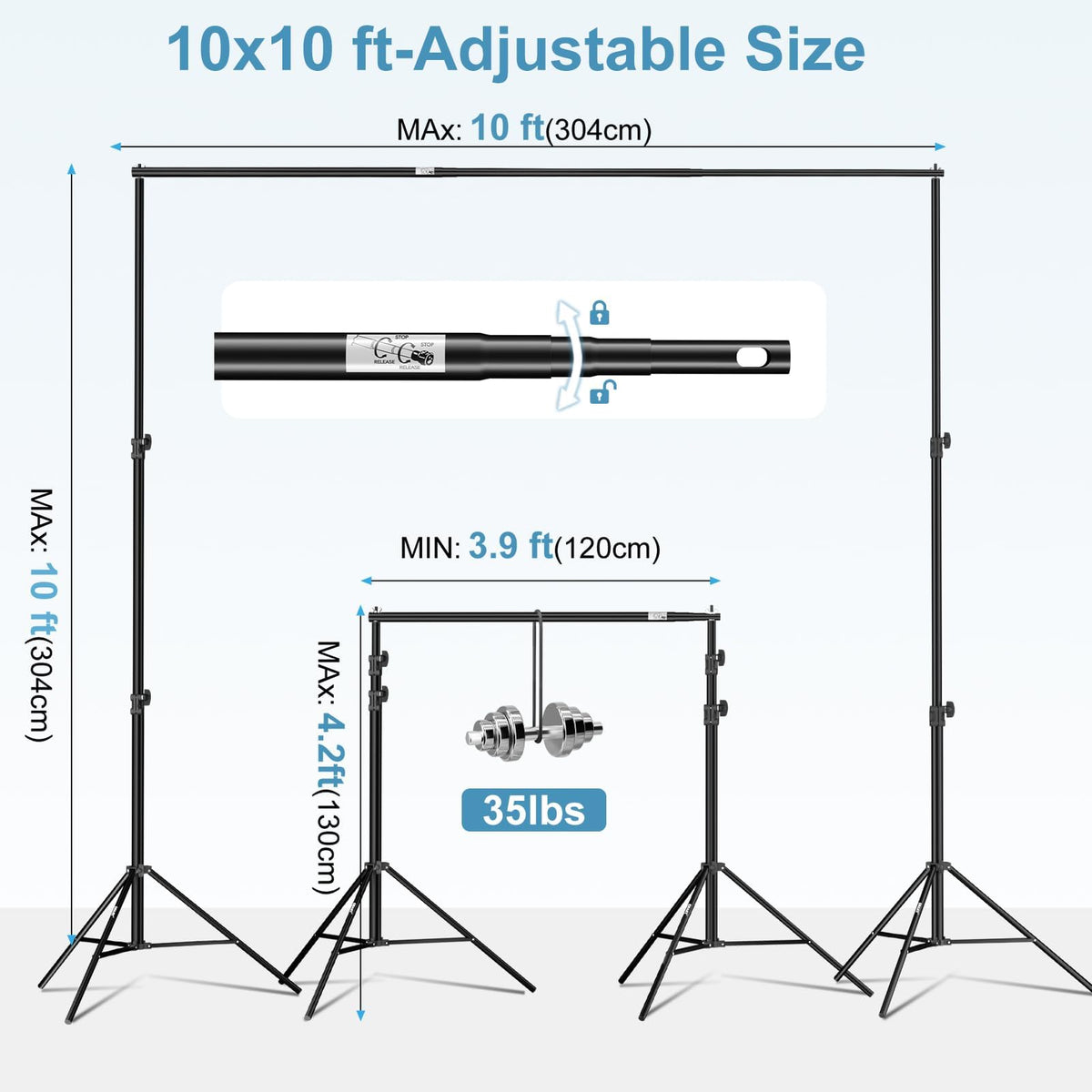10x10Ft Heavy Duty Adjustable Backdrop Stand T147