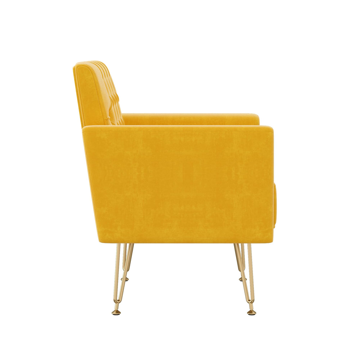 Soft Velvet Tufted Single Sofa with Gold Metal Legs W58515