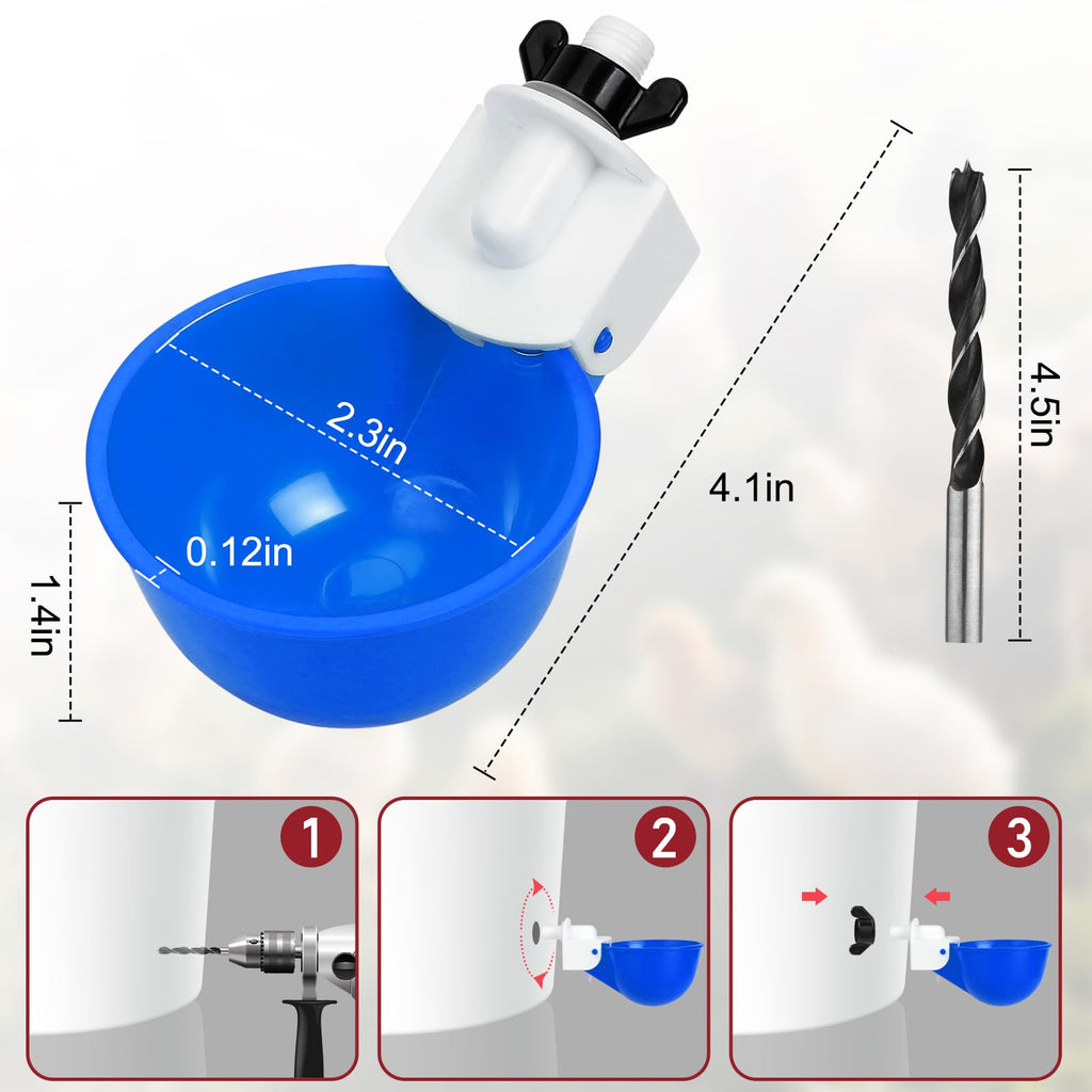 8 Pack Blue Automatic Chicken Waterer Cups D2160