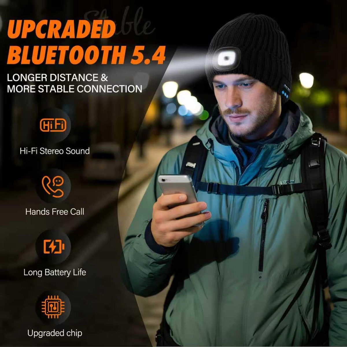 2 Pack Bluetooth Beanie Hat with Light V2116