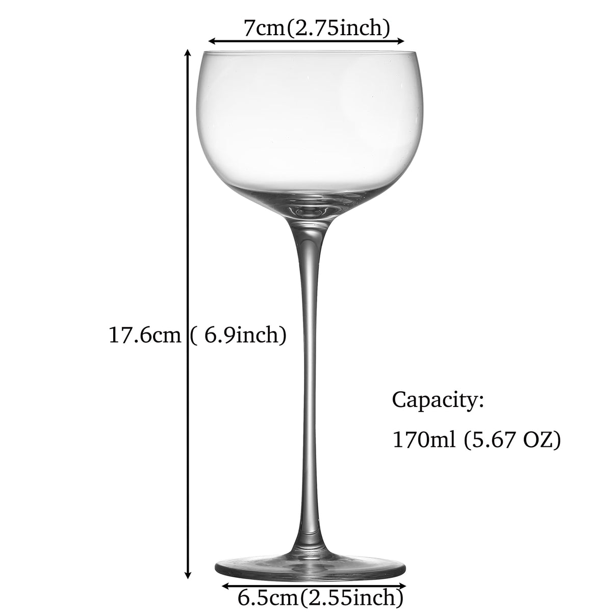 Crystal Cocktail Coupe Glasses, Set of 6 P850