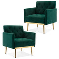 Green Velvet Button Tufted Armchair Set of 2 T255979