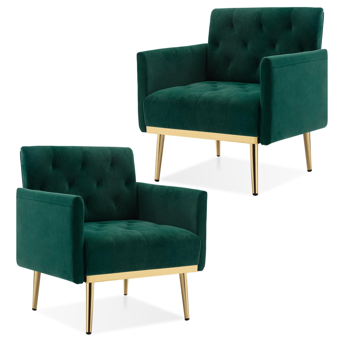 Green Velvet Button Tufted Armchair Set of 2 T255979