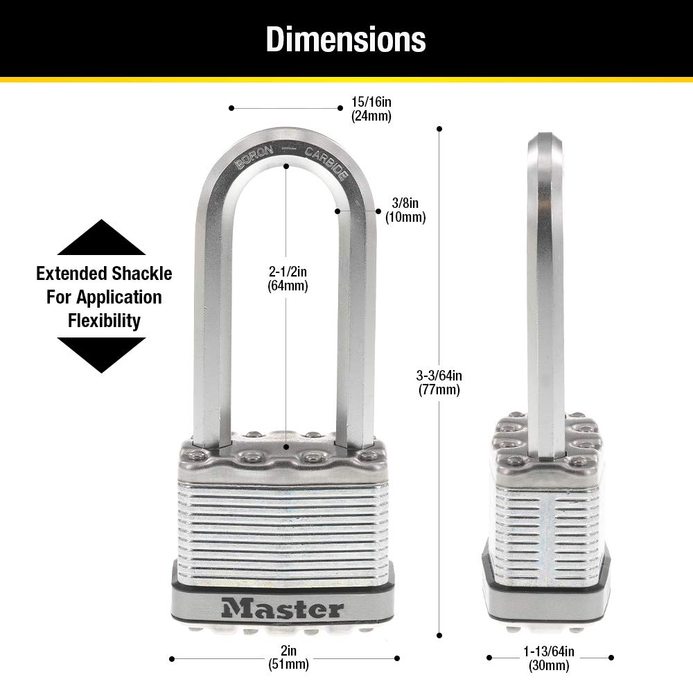 Heavy Duty Outdoor Padlock with Key, 4 Pack Keyed-Alike X604015