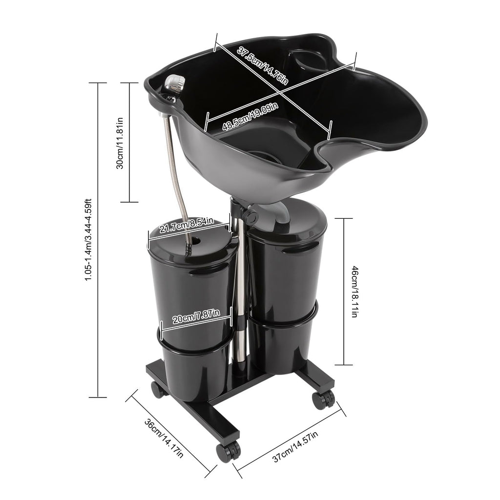 Portable Shampoo Sink with Electric Pump and Adjustable Height N425