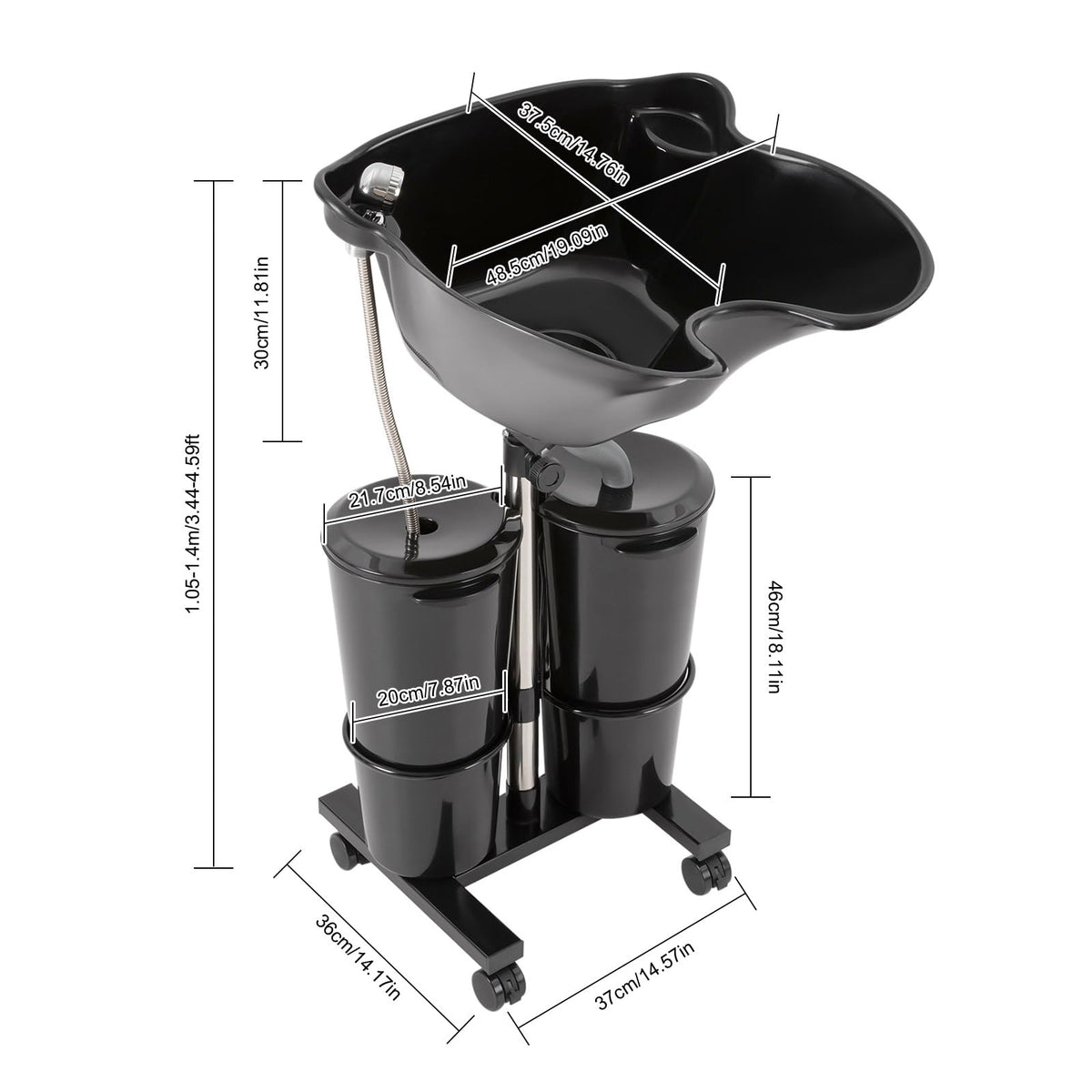 Portable Shampoo Sink with Electric Pump and Adjustable Height N425