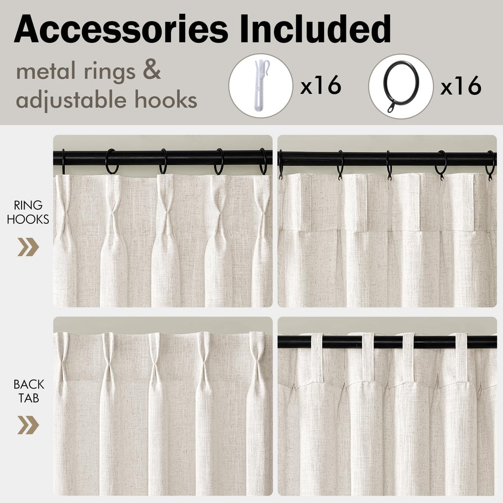 120 Inches Long 2 Panels Linen Curtains M955543