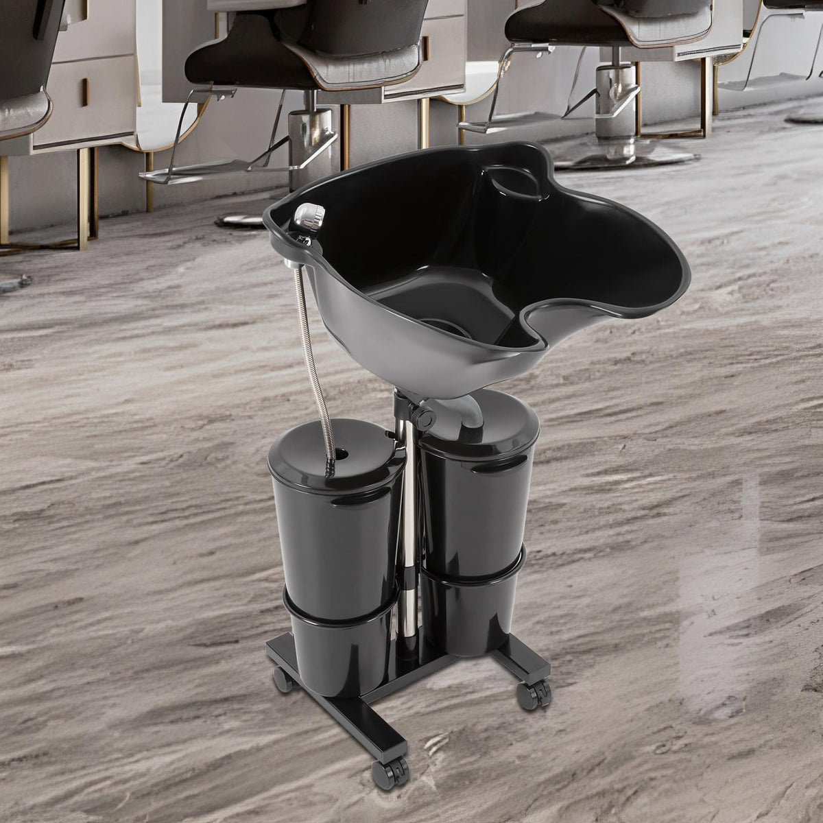 Portable Shampoo Sink with Electric Pump and Adjustable Height N425