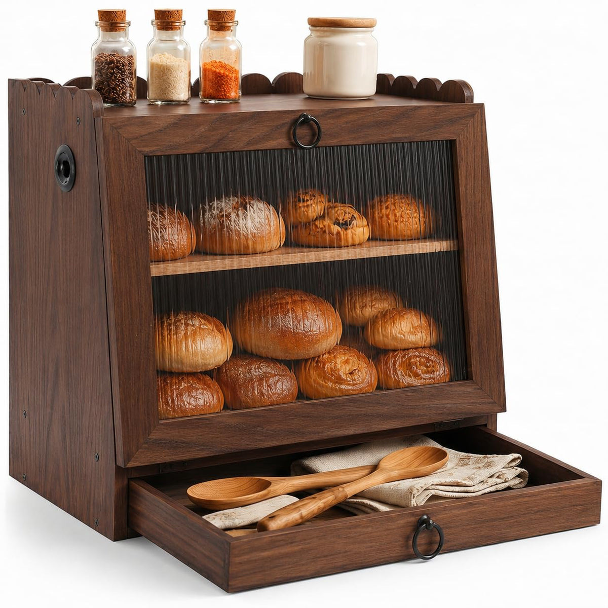 Wooden Double Layer Bread Box T96300