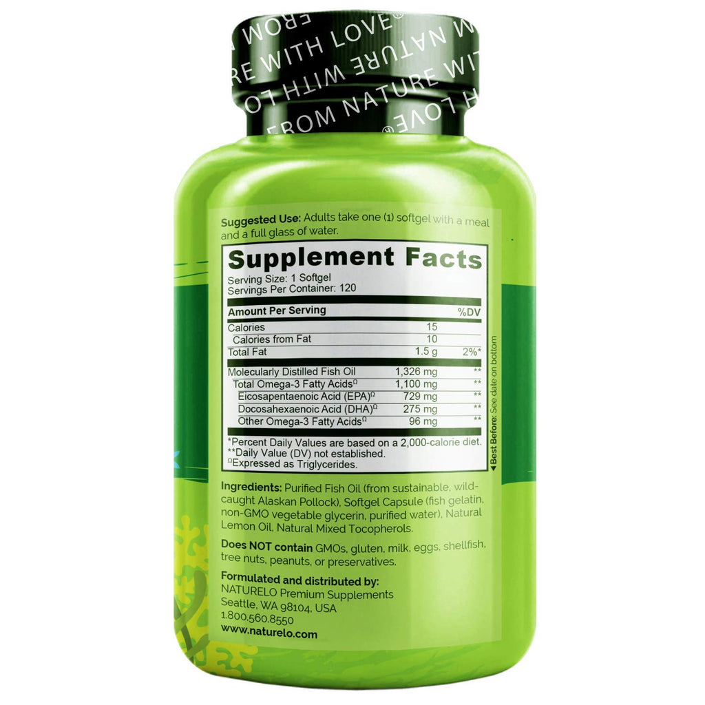 Omega 3 Fish Oil Supplement 1100mg 120 Softgels Z81092