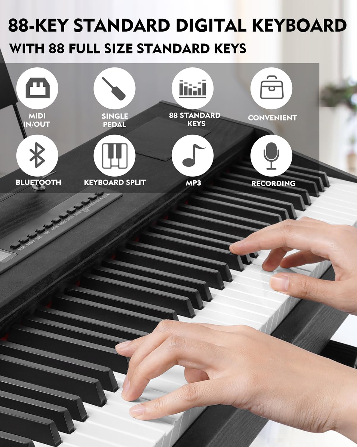 88 Key Fully Weighted Hammer Action Digital Piano with Stand U9366