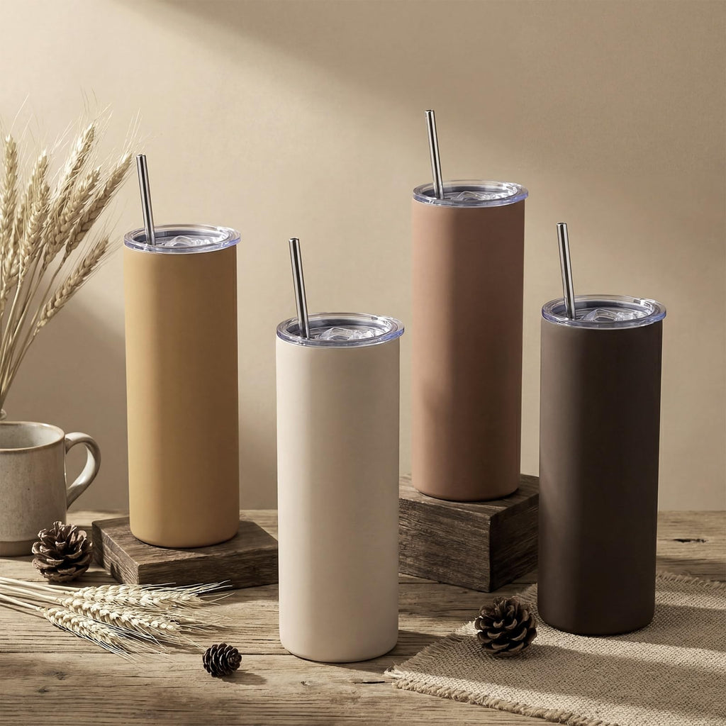 8 Pcs 20oz Insulated Stainless Steel Tumbler with Lid and Straw R90897