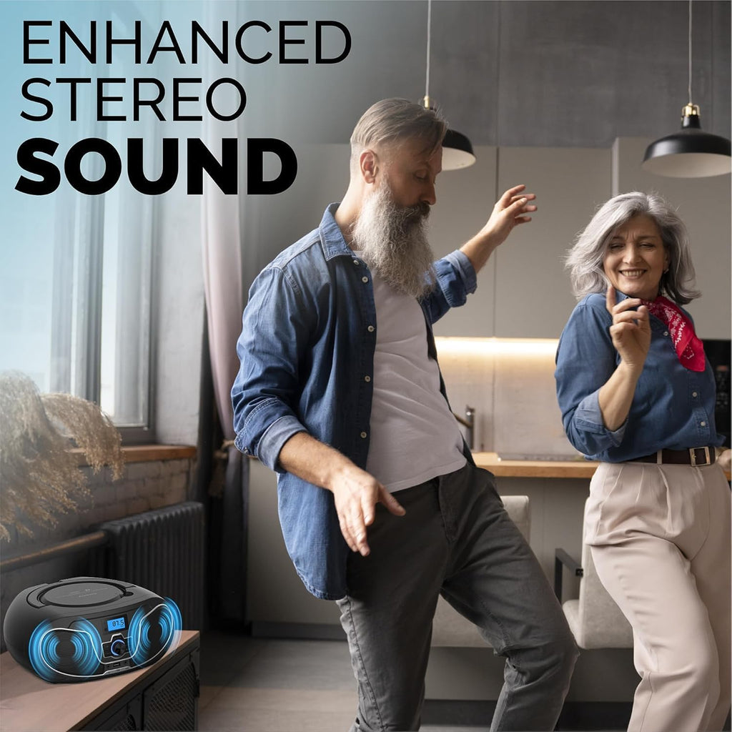 Portable Bluetooth CD Player Boombox with FM Radio H314764