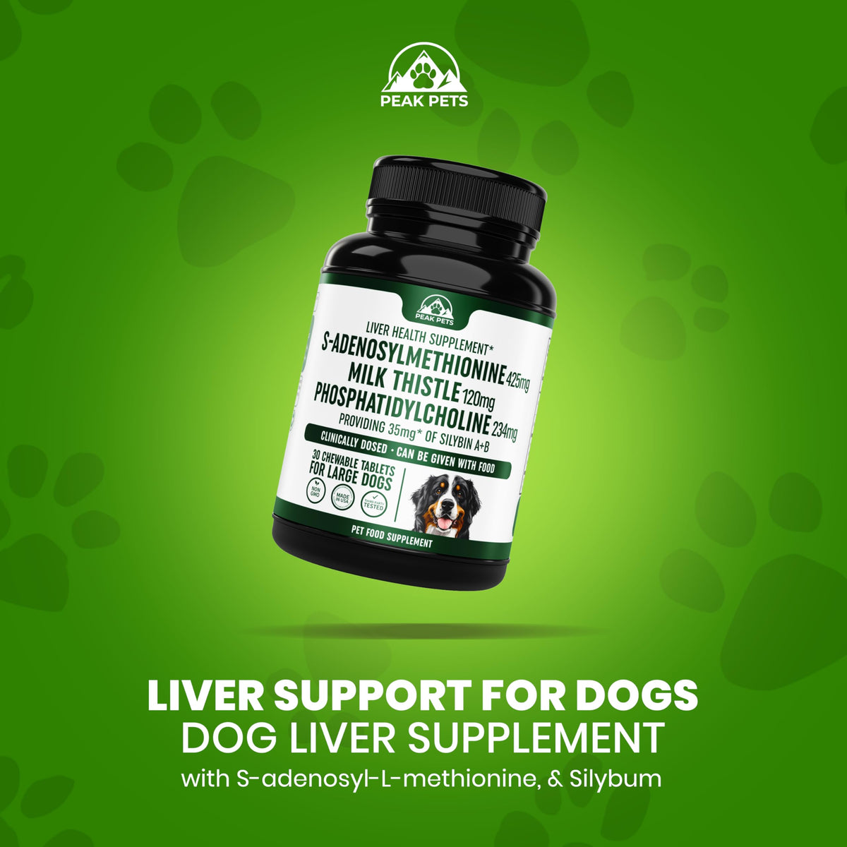 Liver Support Supplement for Large Dogs with Milk Thistle - 30 Chewable Tablets U183