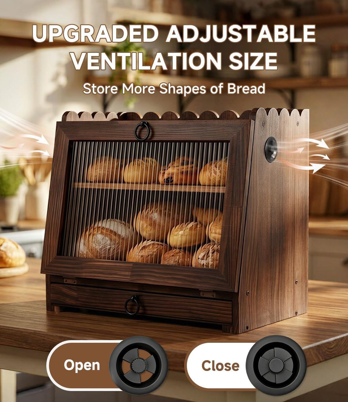 Wooden Double Layer Bread Box T96300