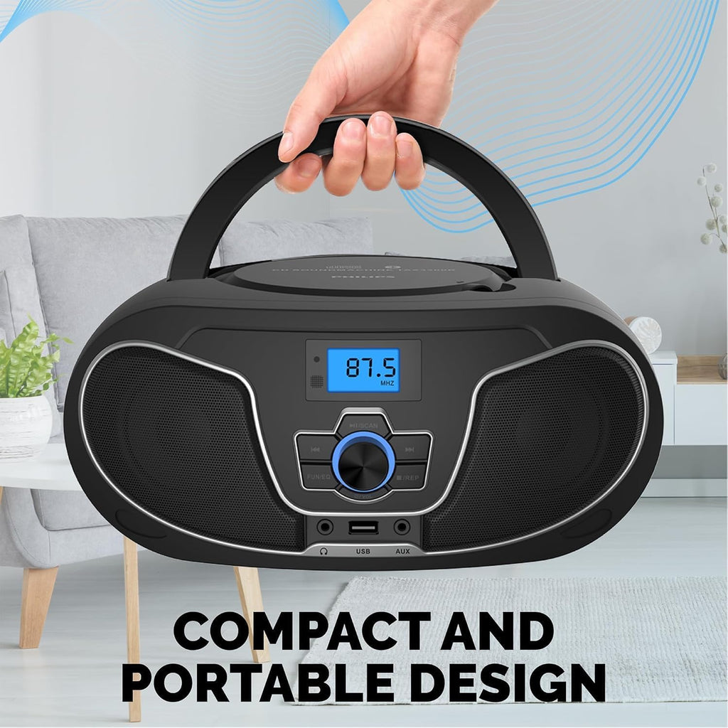 Portable Bluetooth CD Player Boombox with FM Radio H314764