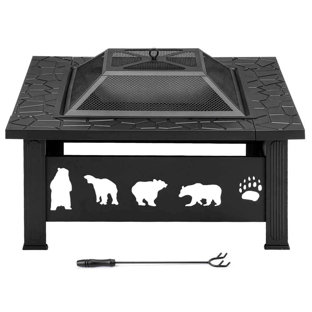 32 Inch Square Wood Burning Fire Pit Table Q5325