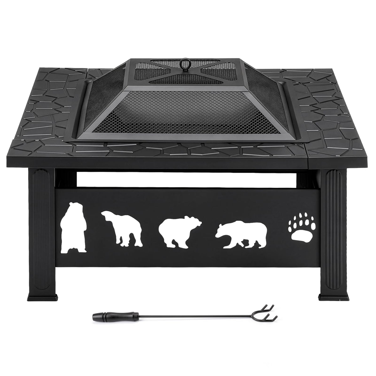 32 Inch Square Wood Burning Fire Pit Table Q5325