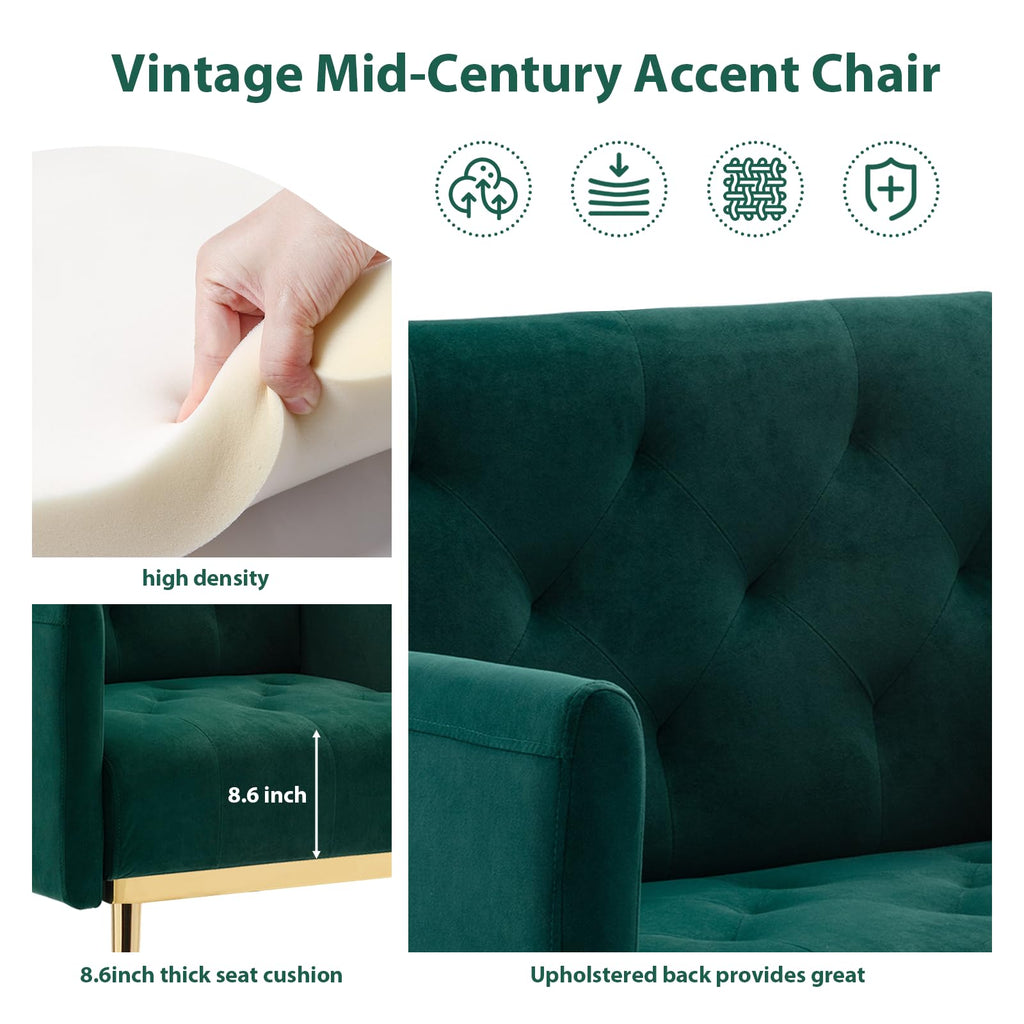 Green Velvet Button Tufted Armchair Set of 2 T255979