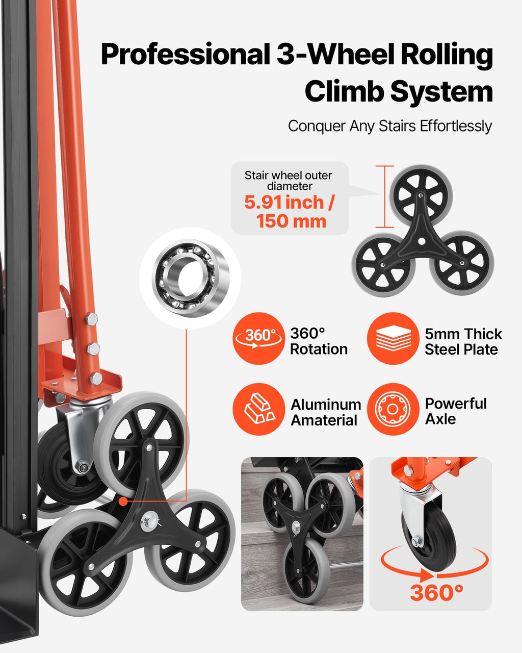 3 in 1 Convertible Stair Climbing Cart 770 lbs Folding Hand Truck Dolly U620996