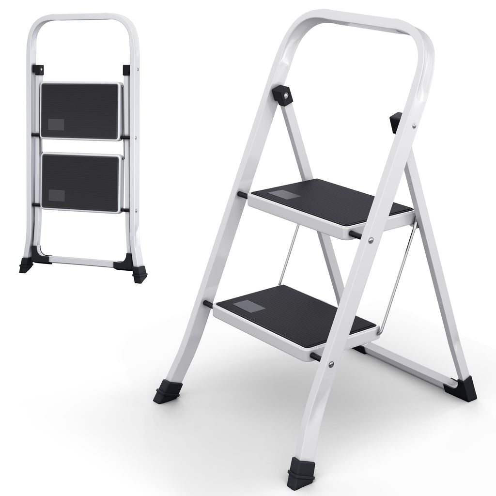 2-Step Folding Steel Ladder with Anti-Slip Platform Y48592