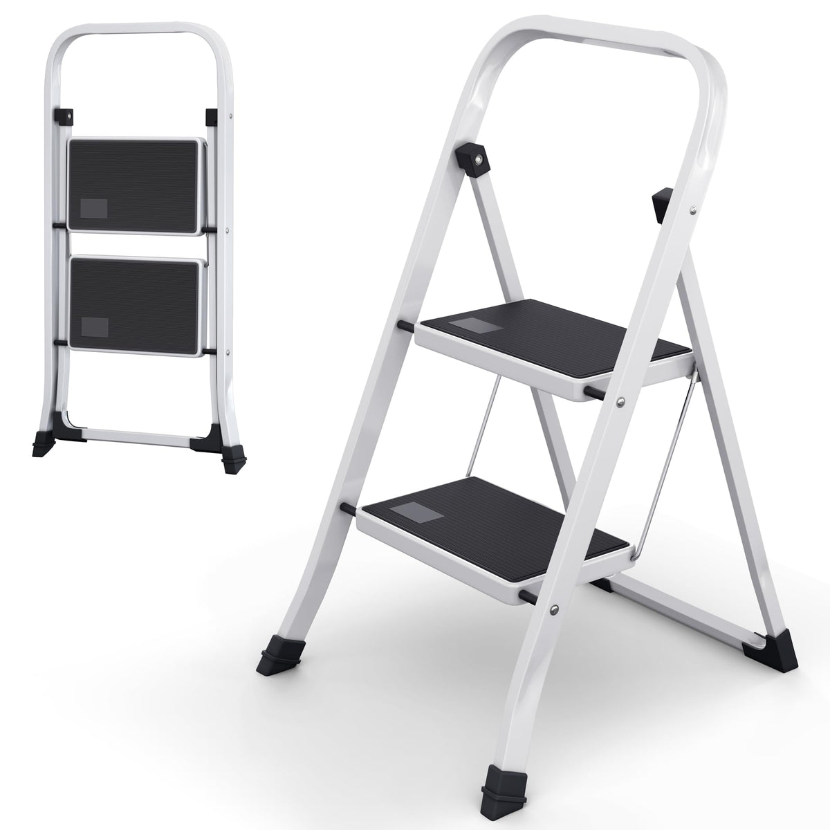 2-Step Folding Steel Ladder with Anti-Slip Platform Y48592